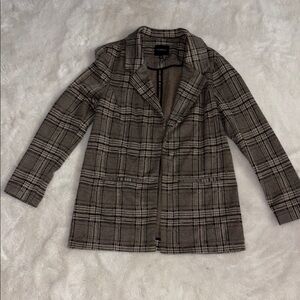 Liverpool Plaid Brown Blazer Coat Size Medium